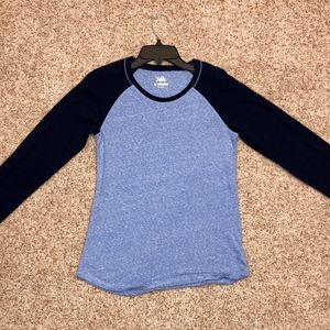 Light Blue and Navy Long-sleeved Shirt